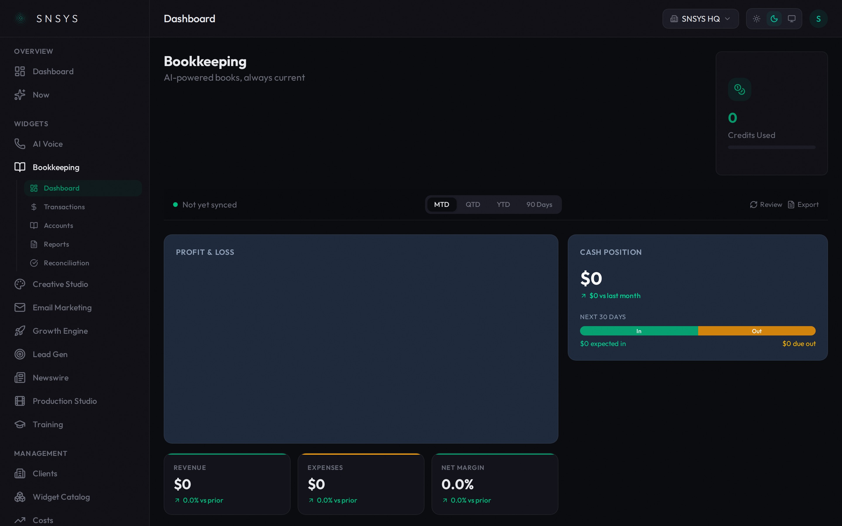 Senses Bookkeeping Dashboard