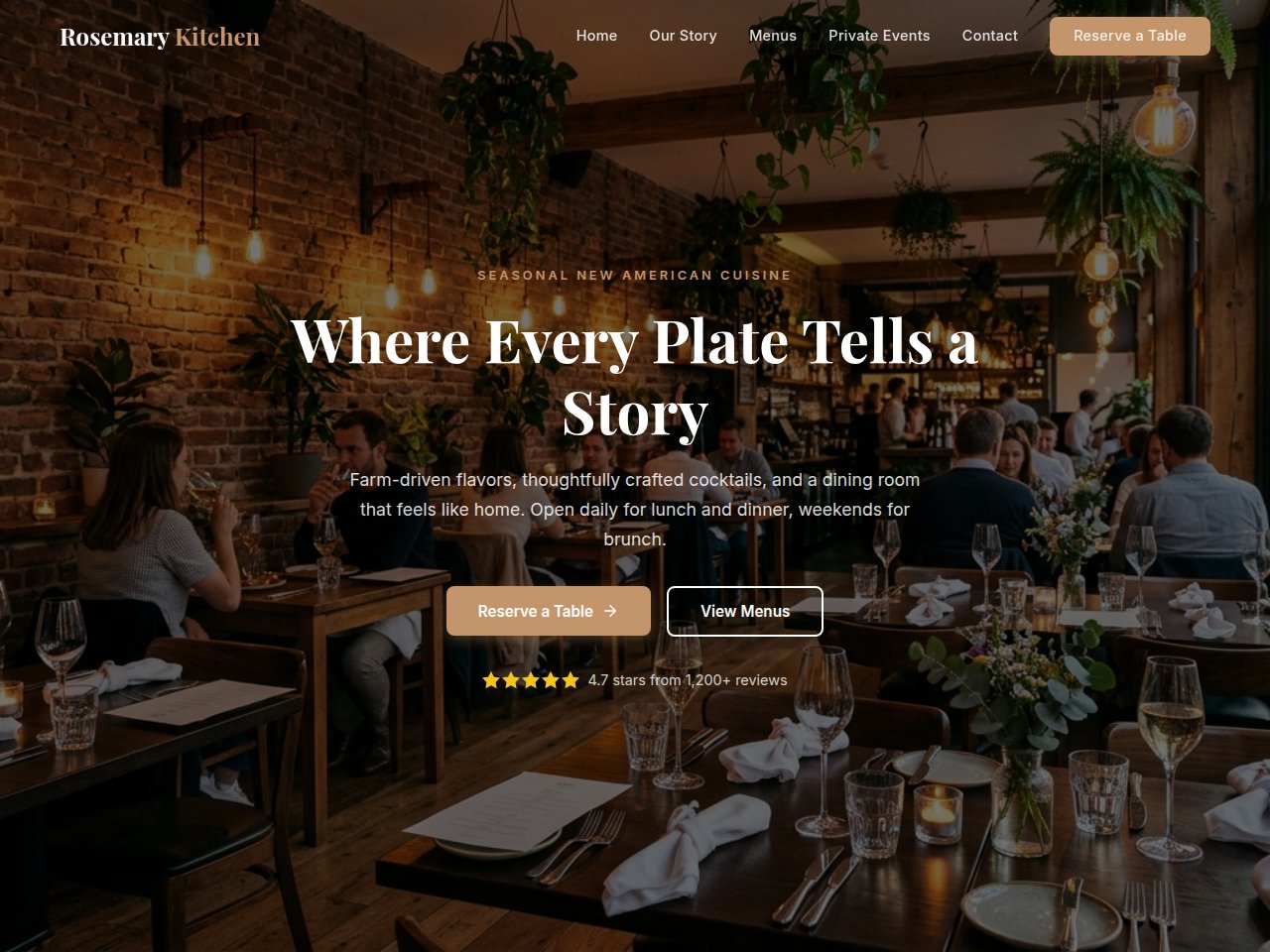 Rosemary Kitchen website built by SNSYS