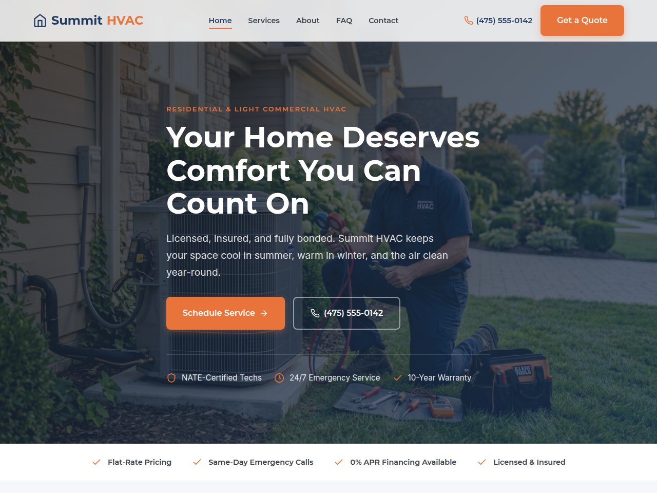 Summit HVAC website built by SNSYS